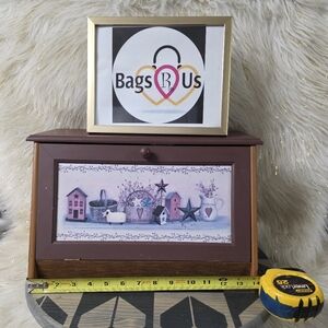 COTTAGE CORE COUNTRY FOLK DECROATIVE LIGHTWEIGHT WOOD BREAD BOX EXCELLENT